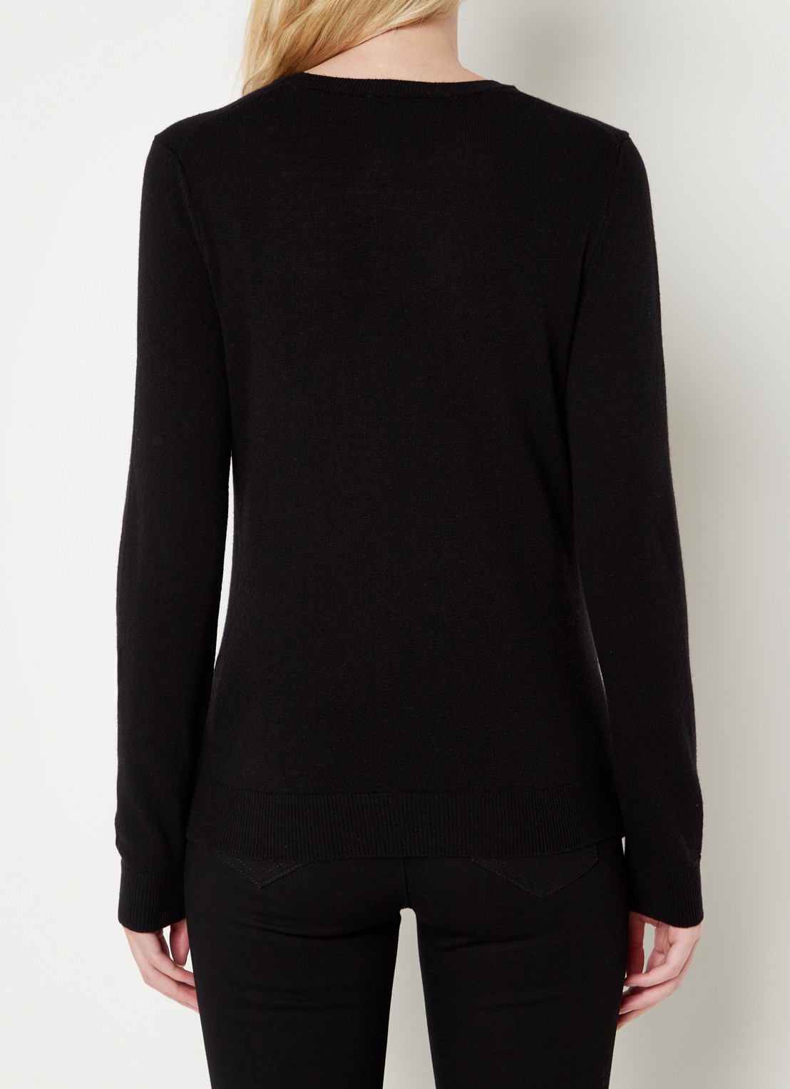 Benetton Fijngebreide pullover van merino wol - achterkant zwart
