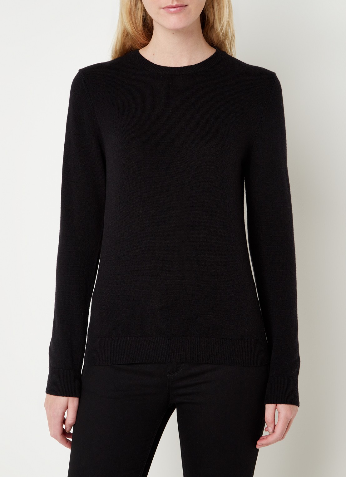 Benetton Fijngebreide pullover van merino wol - detail 4 zwart