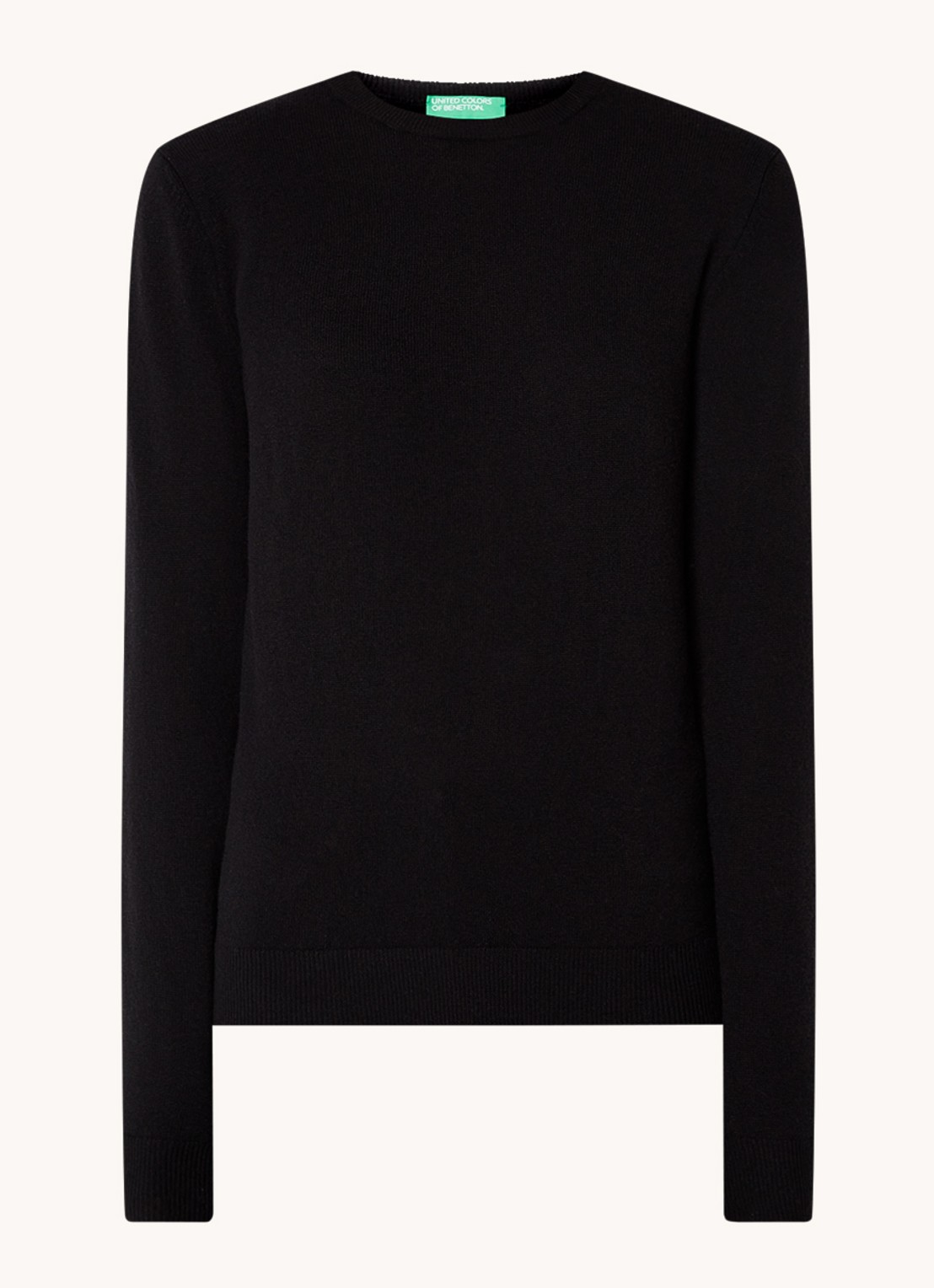 Benetton Fijngebreide pullover van merino wol - voorkant 2 zwart