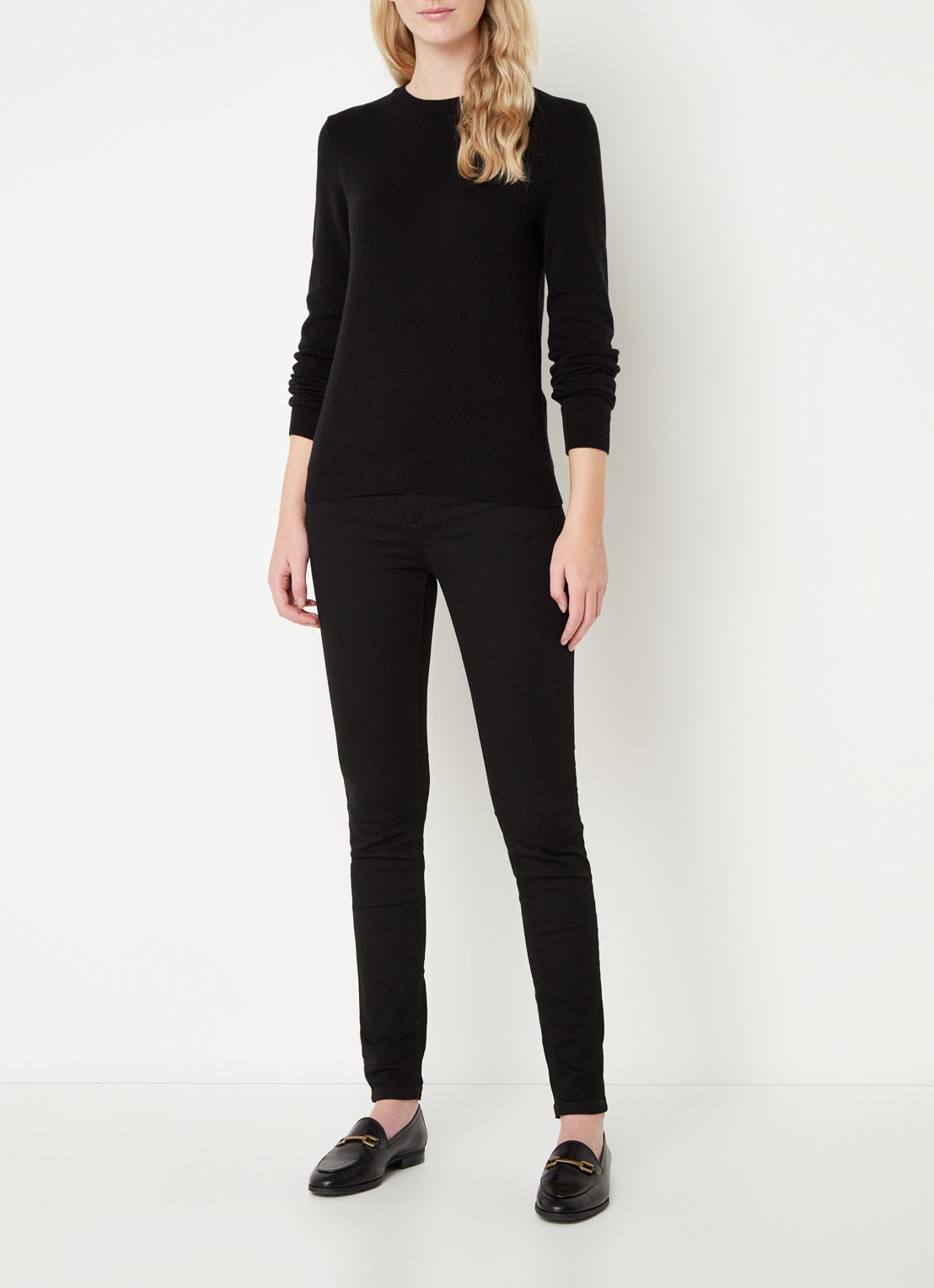 Benetton Fijngebreide pullover van merino wol - voorkant 3 zwart