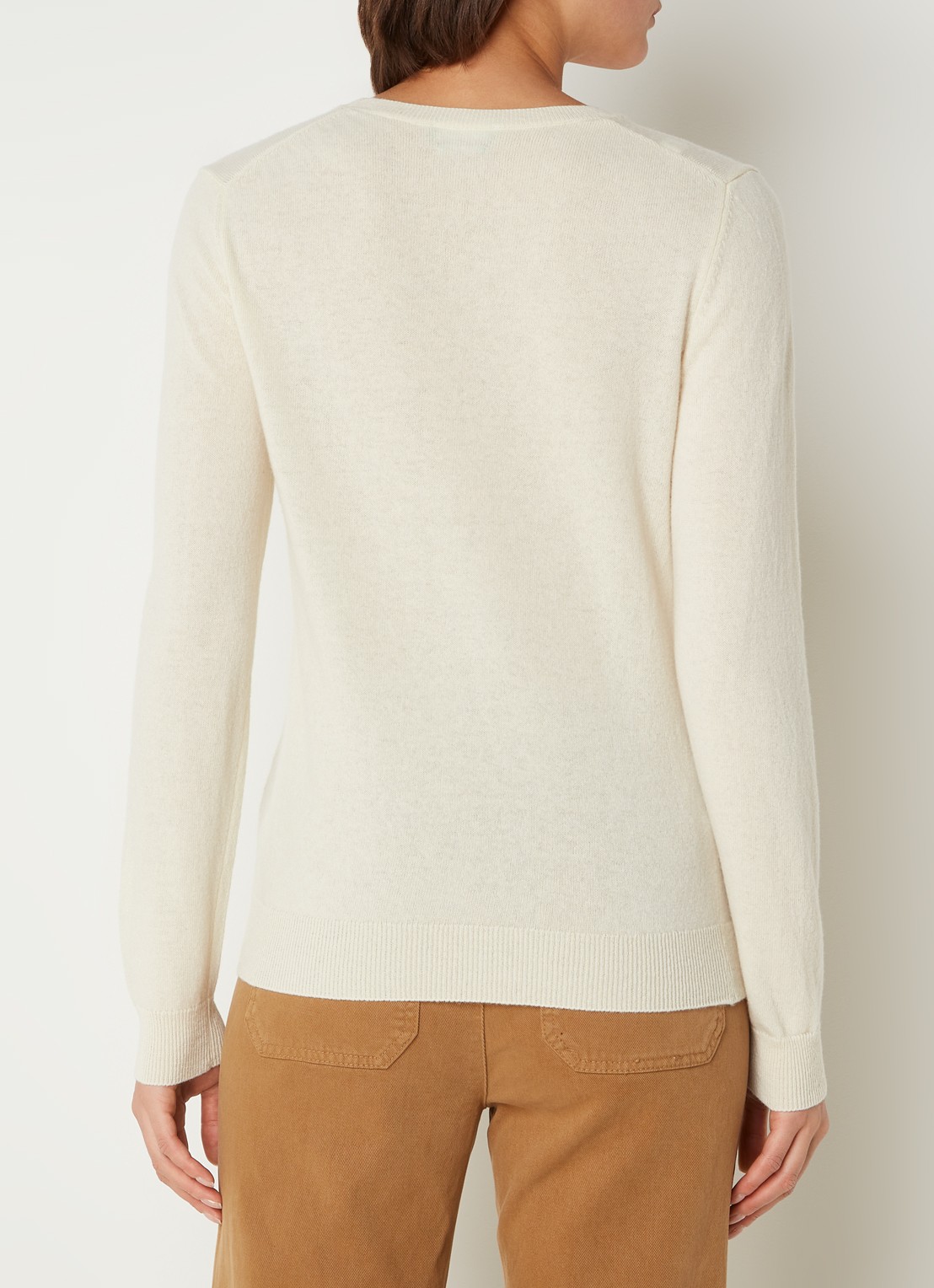 Benetton Fijngebreide pullover van merino wol - achterkant 3 creme
