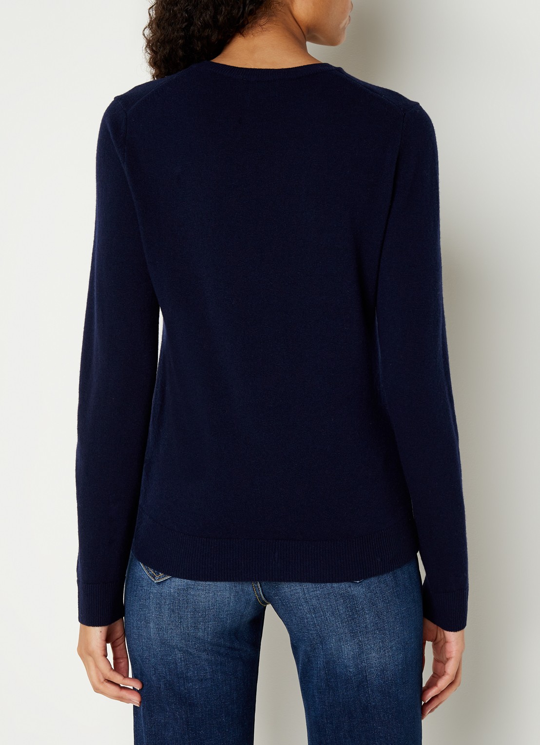 Benetton Fijngebreide pullover van merino wol - achterkant 4 donkerblauw