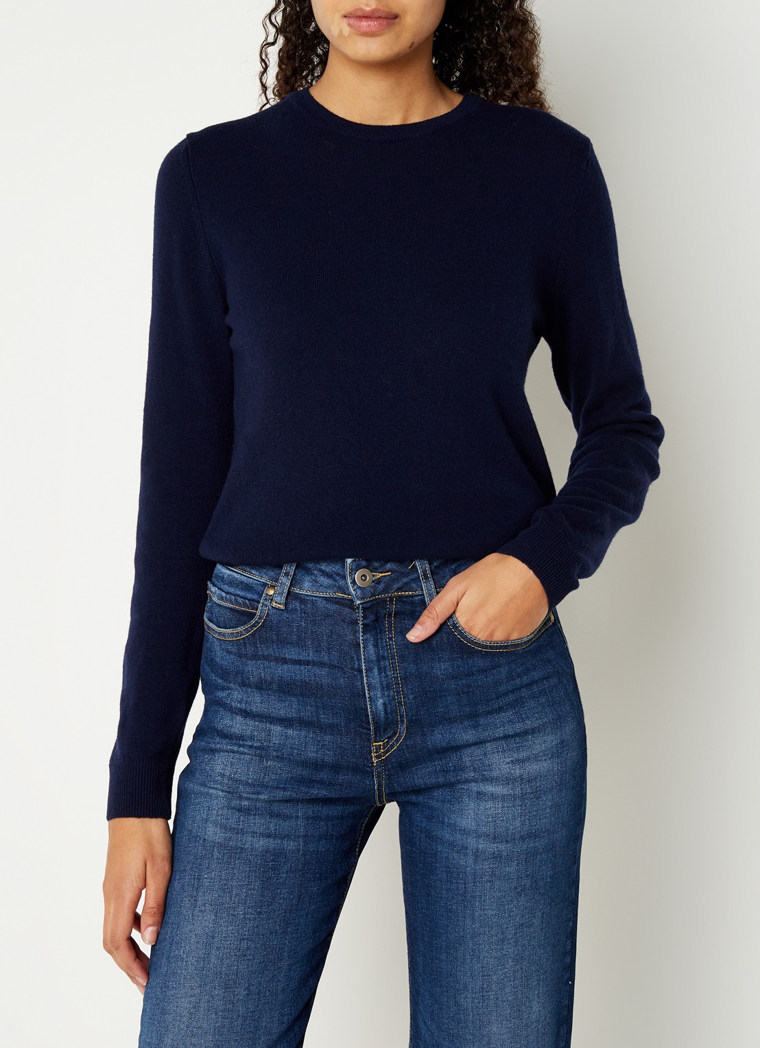 Benetton Fijngebreide pullover van merino wol - detail 3 donkerblauw