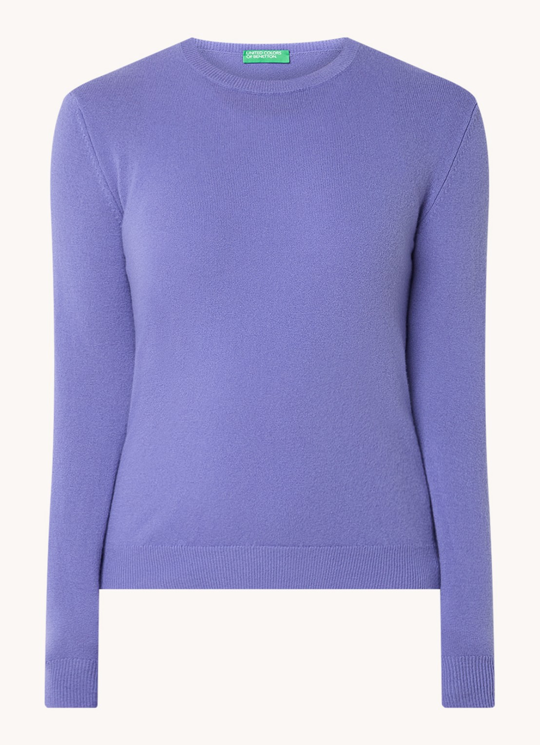 Benetton Fijngebreide pullover van merino wol - voorkant lavendel