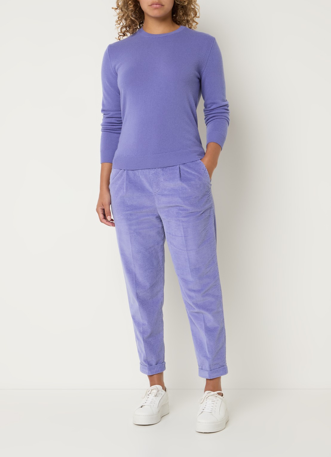 Benetton Fijngebreide pullover van merino wol - voorkant 2 lavendel