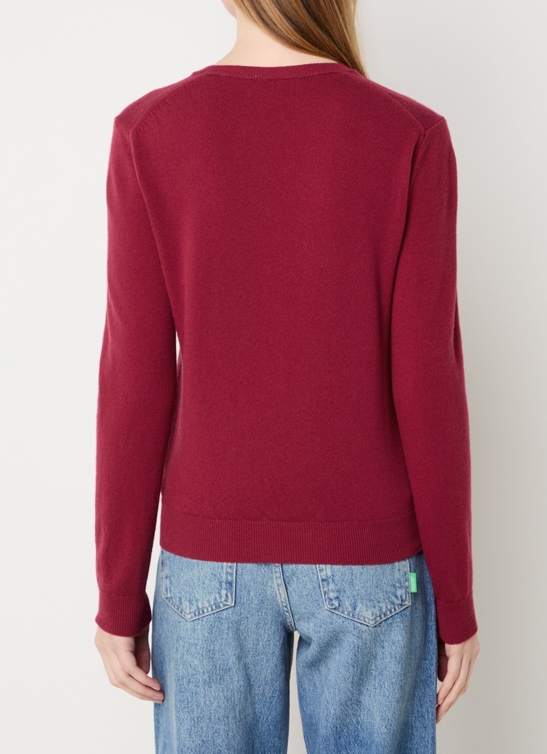 Benetton Fijngebreide pullover van merino wol - achterkant kersenrood