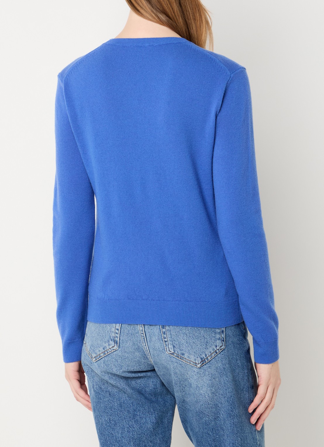 Benetton Fijngebreide pullover van merino wol - achterkant 3 blauw
