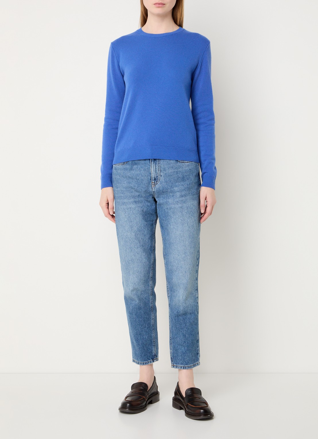 Benetton Fijngebreide pullover van merino wol - voorkant 2 blauw