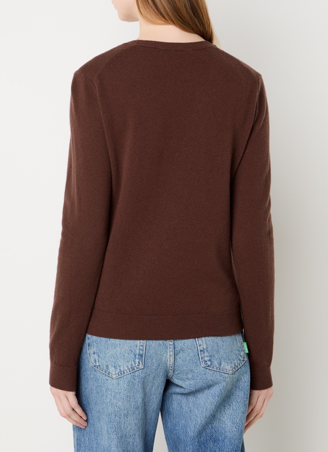 Benetton Fijngebreide pullover van merino wol - achterkant kastanjebruin