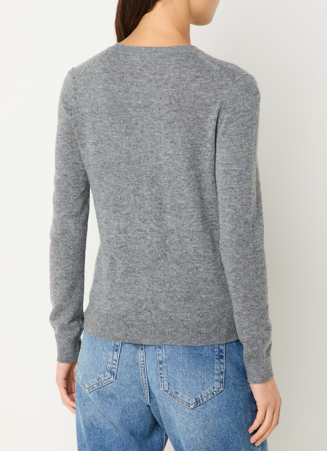 Benetton Fijngebreide pullover van merino wol - achterkant 2 grijs