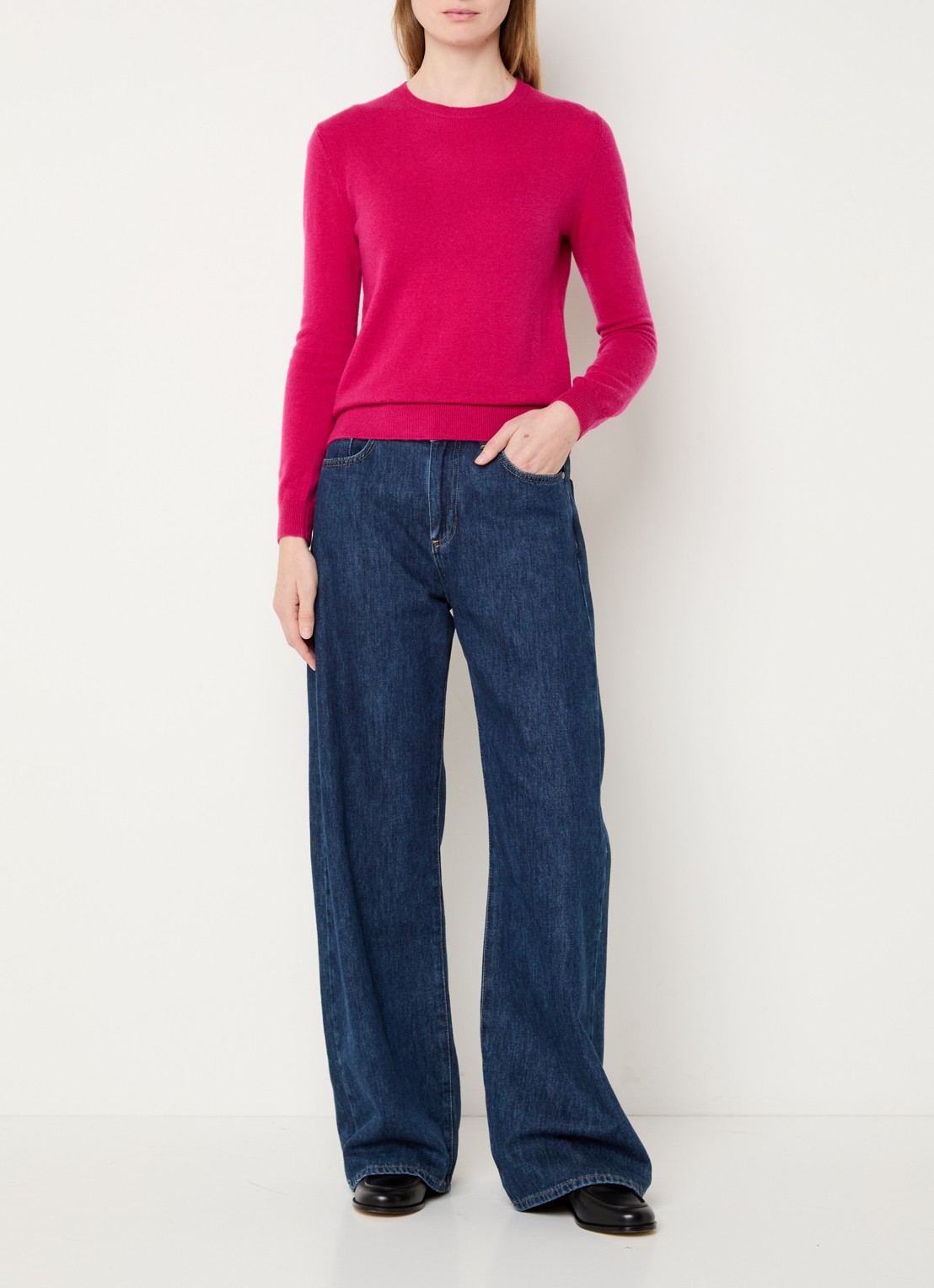 Benetton Fijngebreide pullover van merino wol - voorkant 2 fuchsia