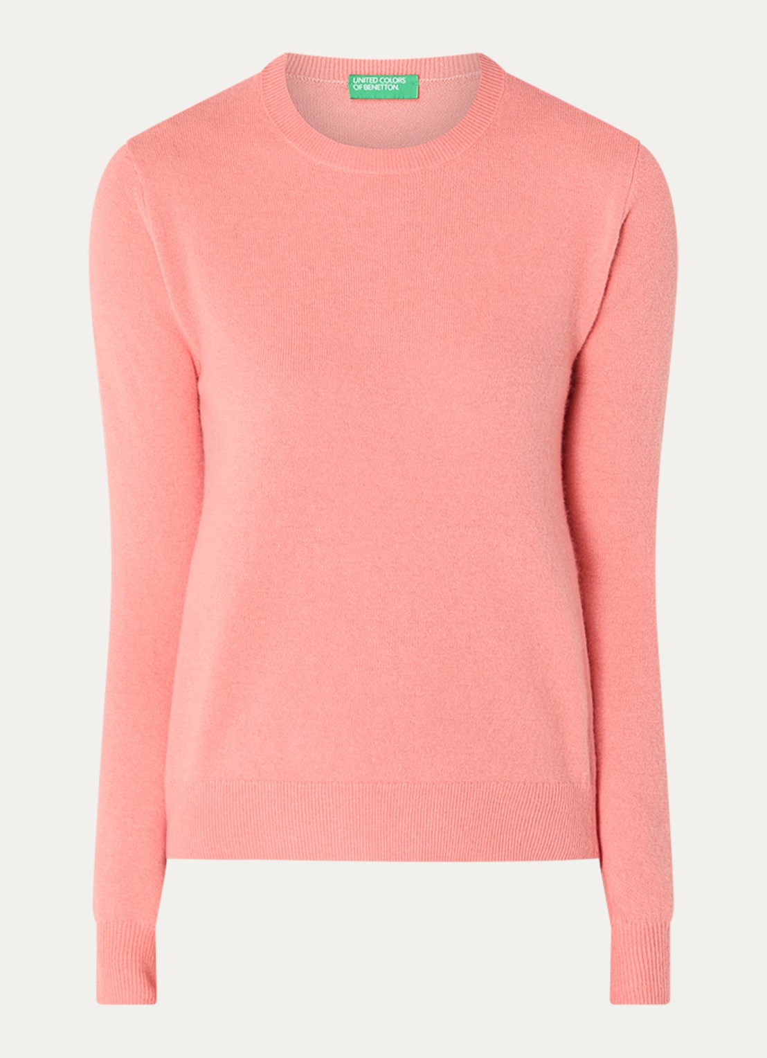 Benetton Fijngebreide pullover van merino wol - voorkant 2 abrikoos