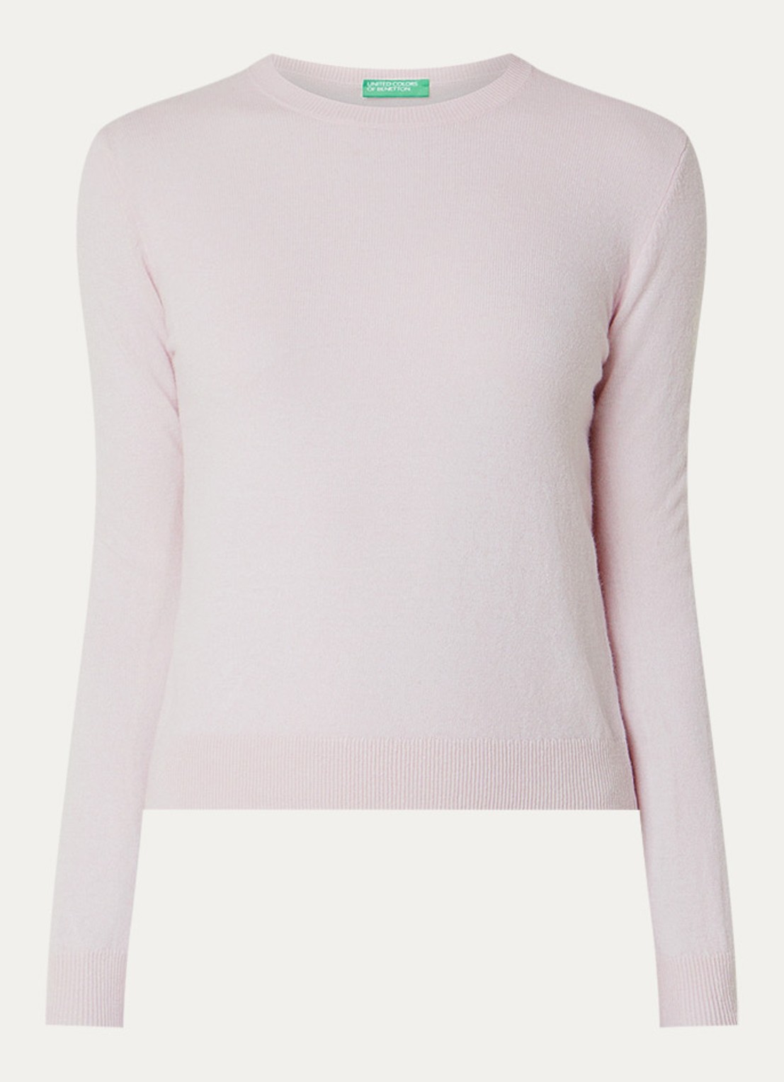 Benetton Fijngebreide pullover van merino wol - voorkant lichtroze 189