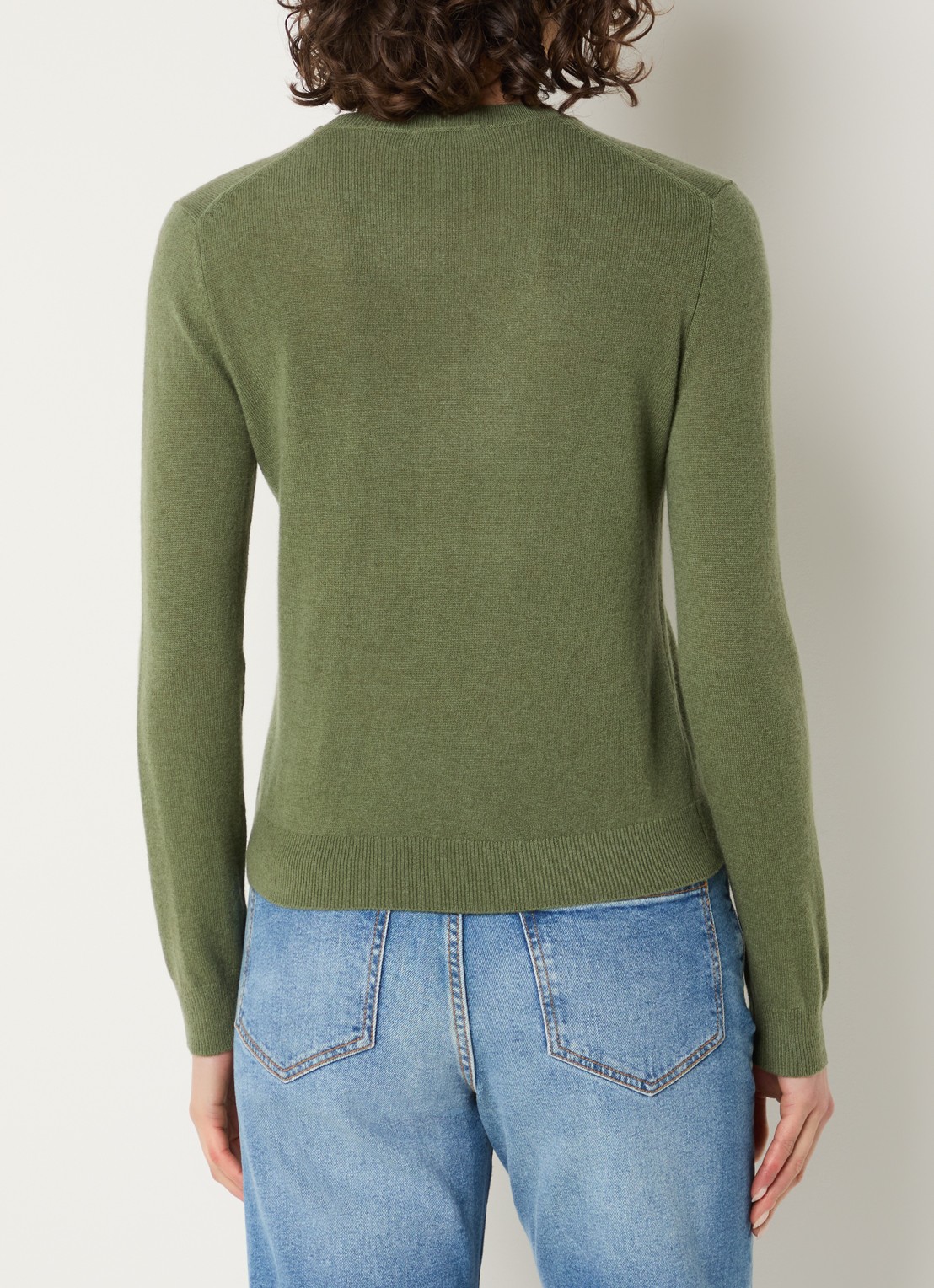 Benetton Fijngebreide pullover van merino wol - achterkant 4 mosgroen