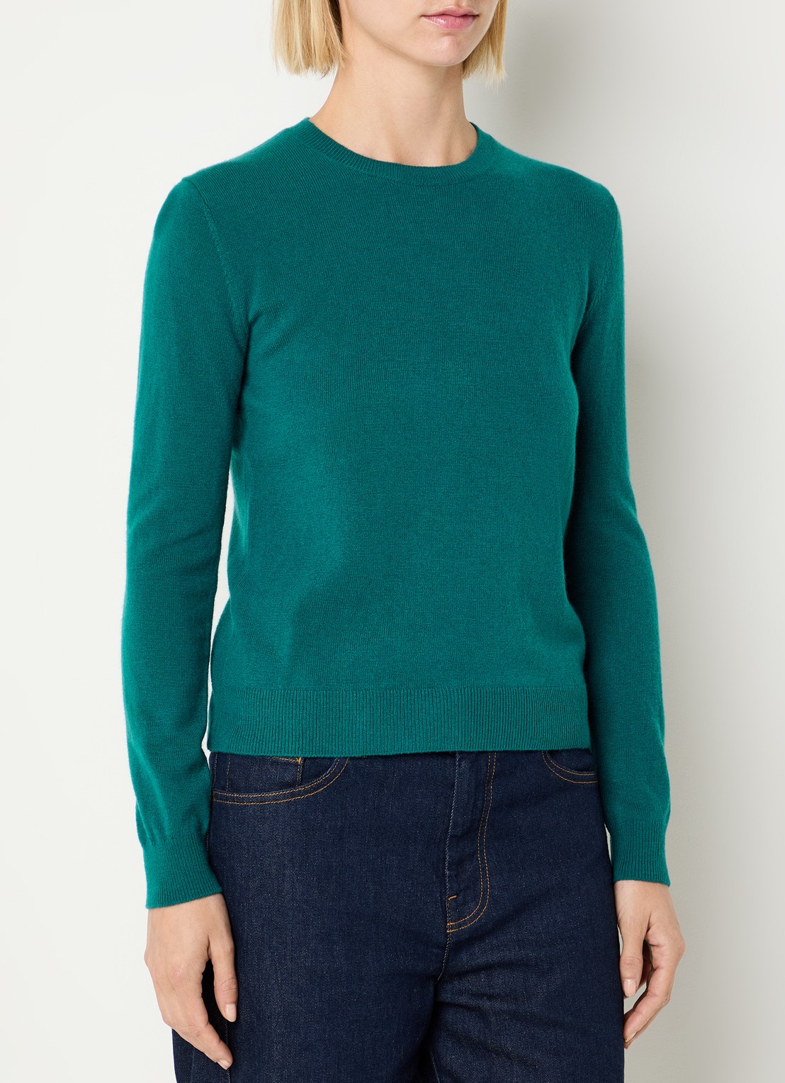 Benetton Fijngebreide pullover van merino wol - detail 4 donkerblauw