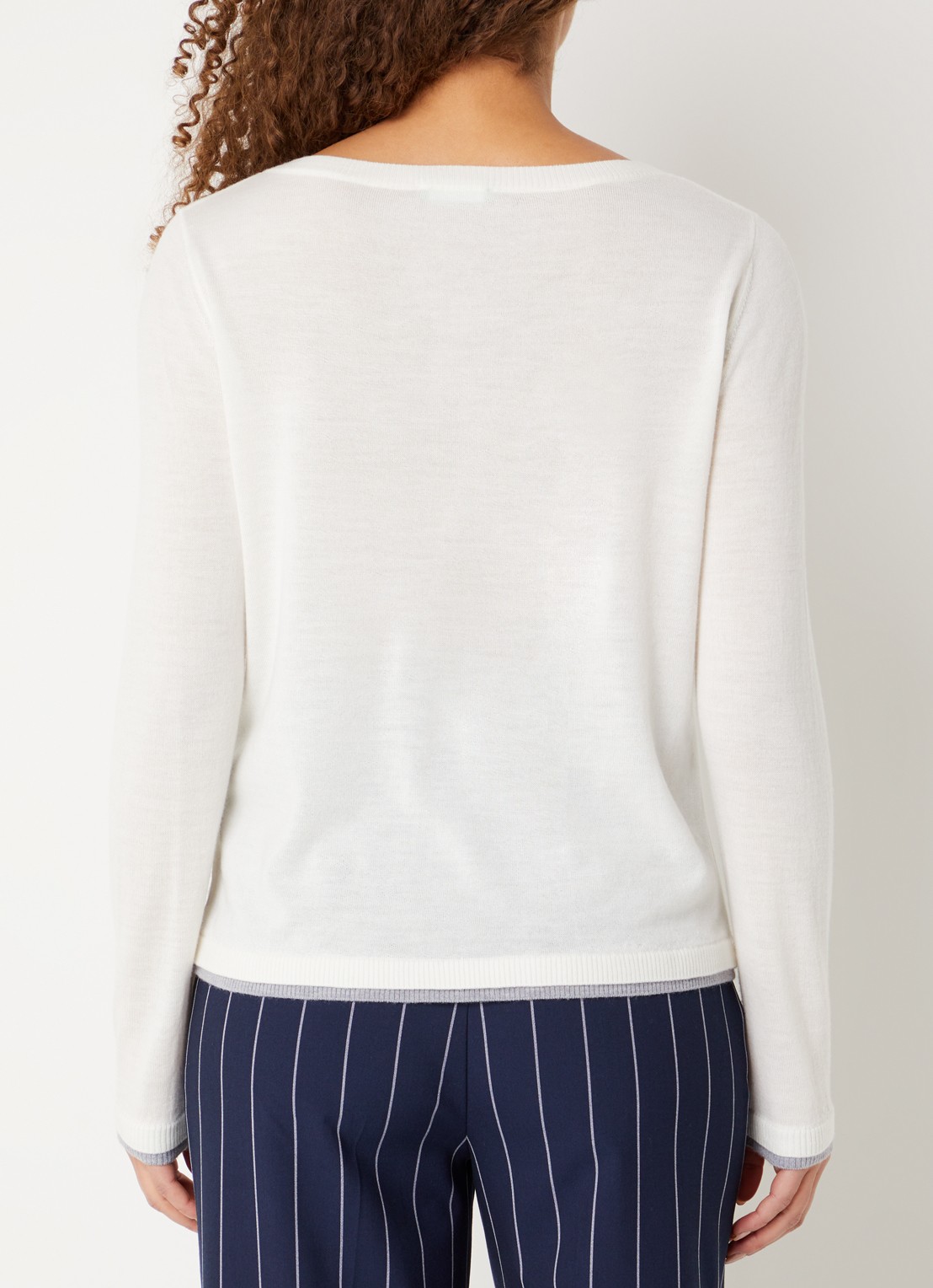 Benetton Fijngebreide pullover van scheerwol - achterkant 2 creme