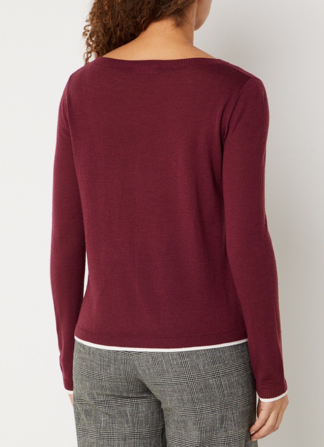 Benetton Fijngebreide pullover van scheerwol - achterkant 3 bordeauxrood