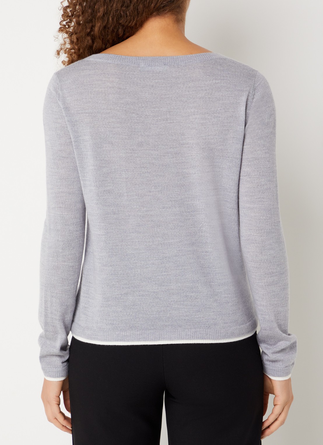 Benetton Fijngebreide pullover van scheerwol - achterkant 4 lichtgrijs