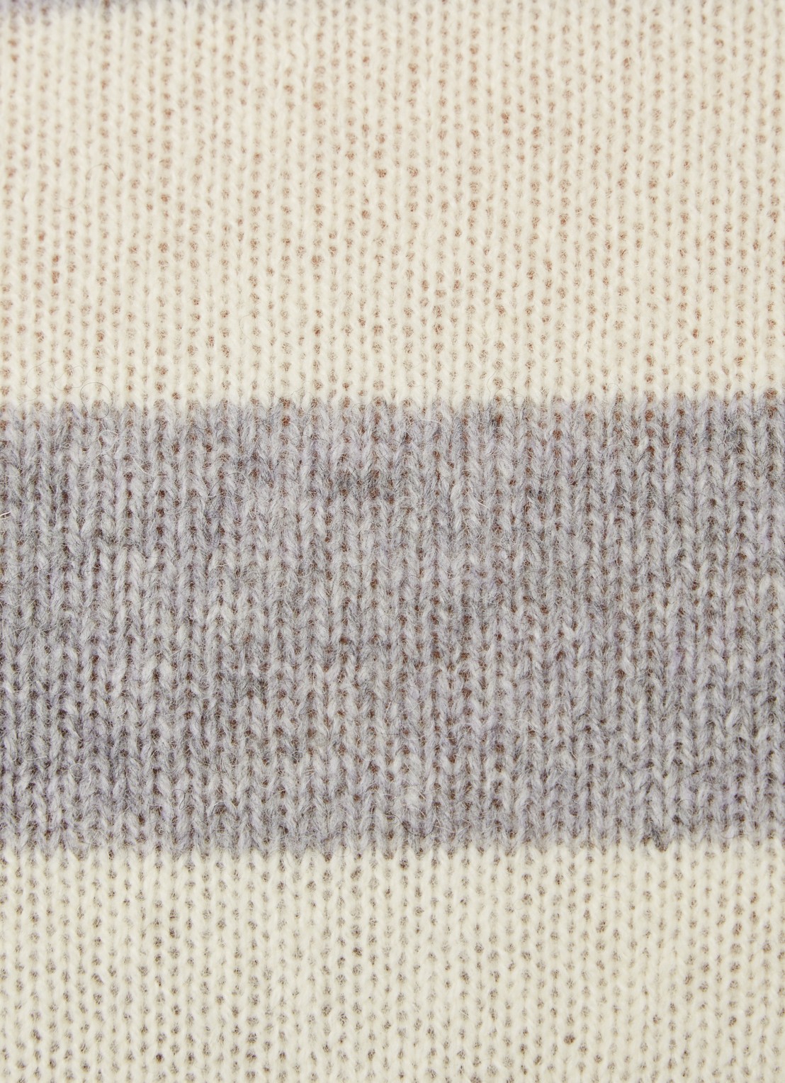 Benetton Fijngebreide pullover van wol met streepprint - detail 2 lichtgrijs