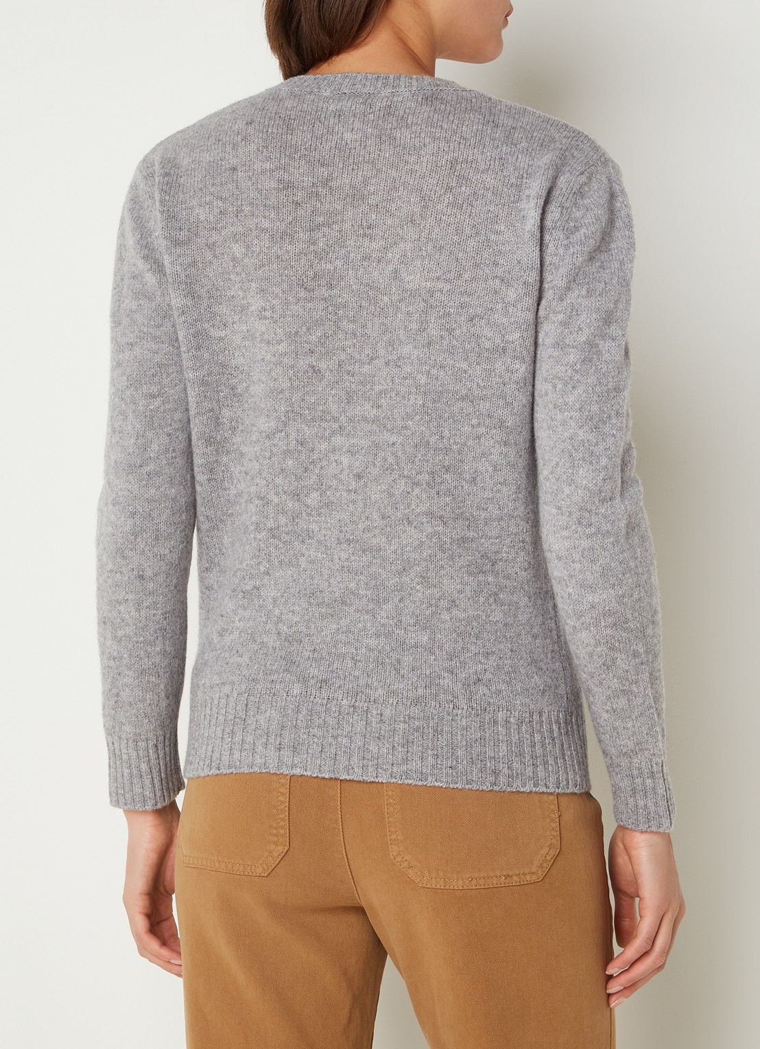 Benetton Fijngebreide pullover van wol - achterkant 3 lichtgrijs