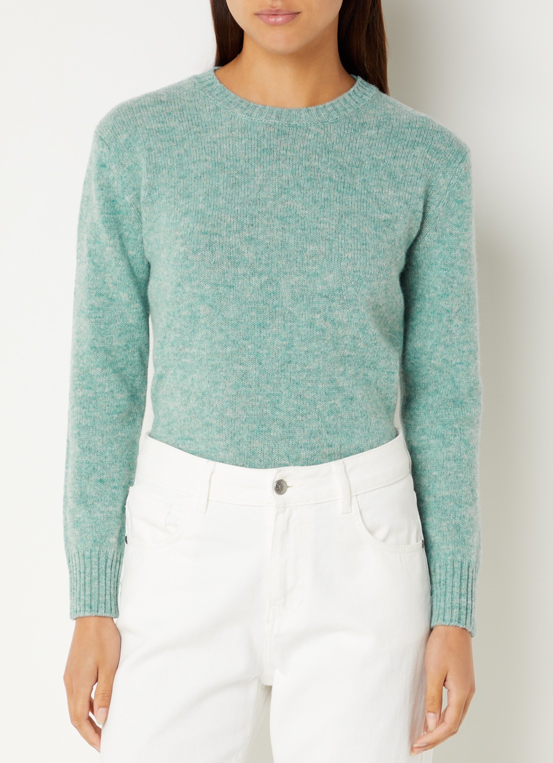 Benetton Fijngebreide pullover van wol - detail 3 turquoise