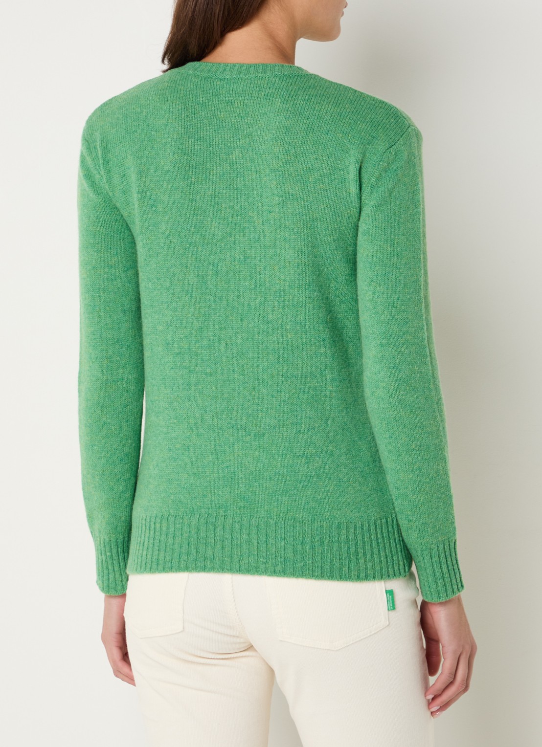 Benetton Fijngebreide pullover van wol - achterkant 3 groen