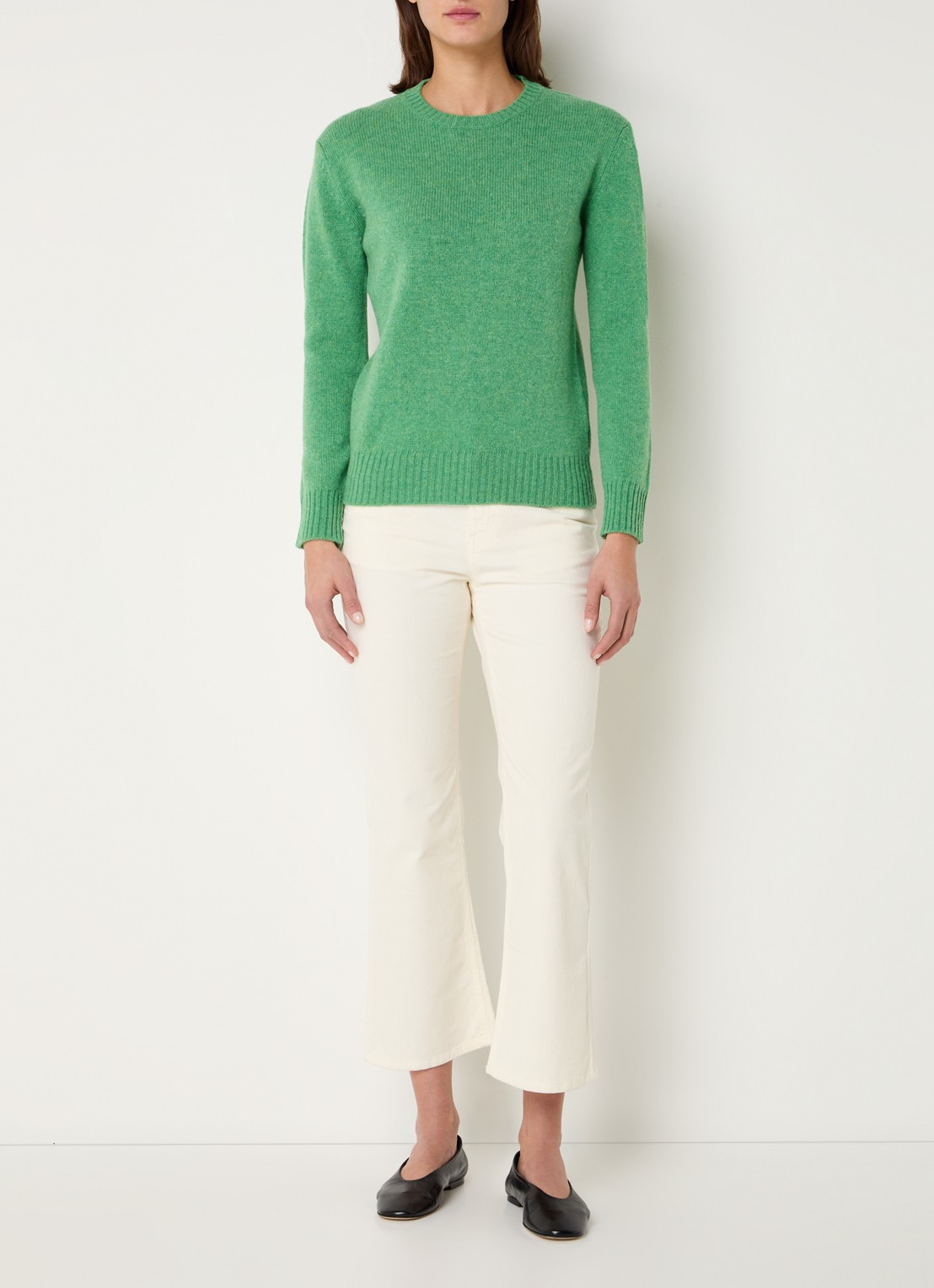 Benetton Fijngebreide pullover van wol - voorkant 2 groen
