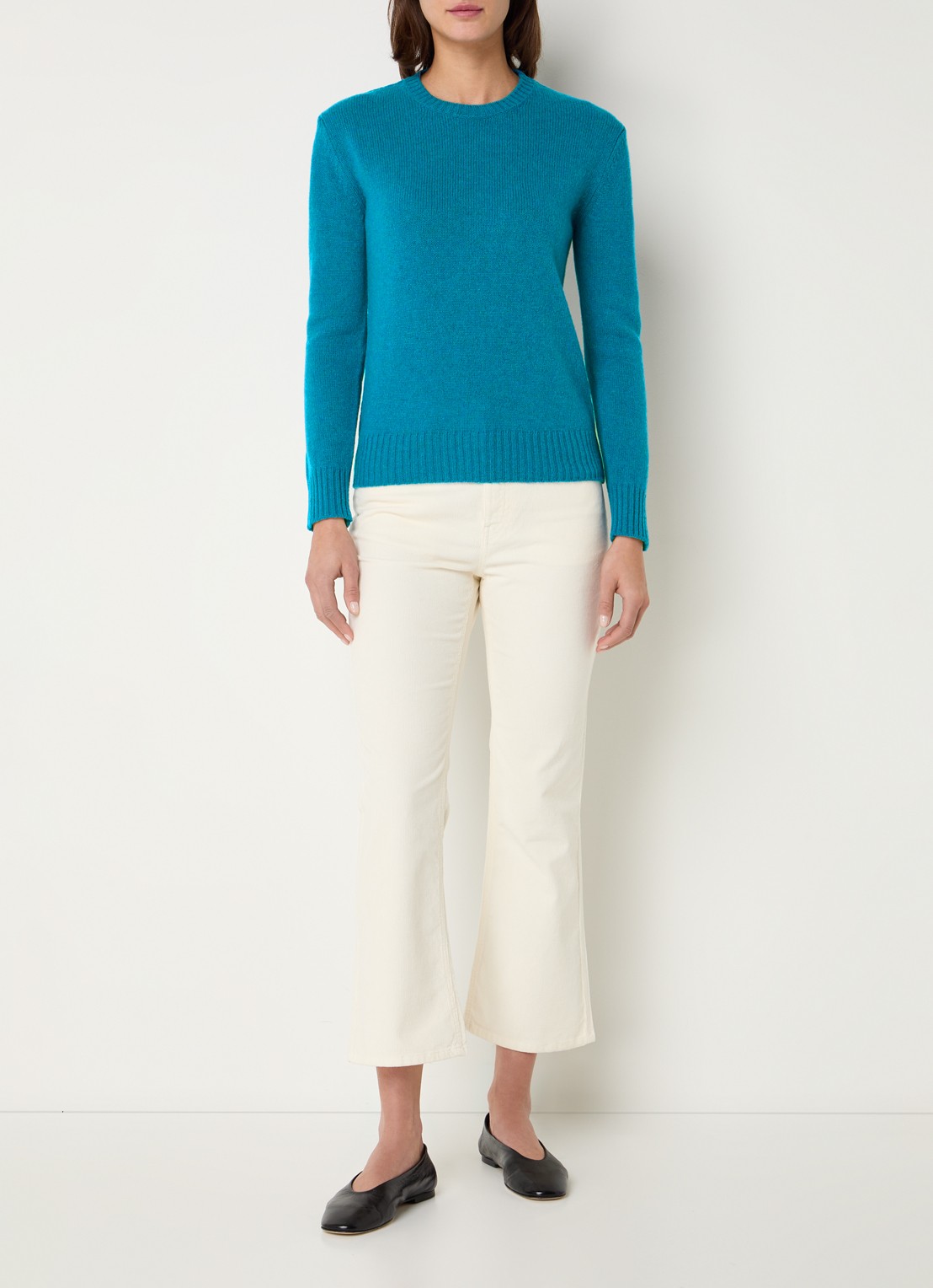 Benetton Fijngebreide pullover van wol - voorkant 2 blauw