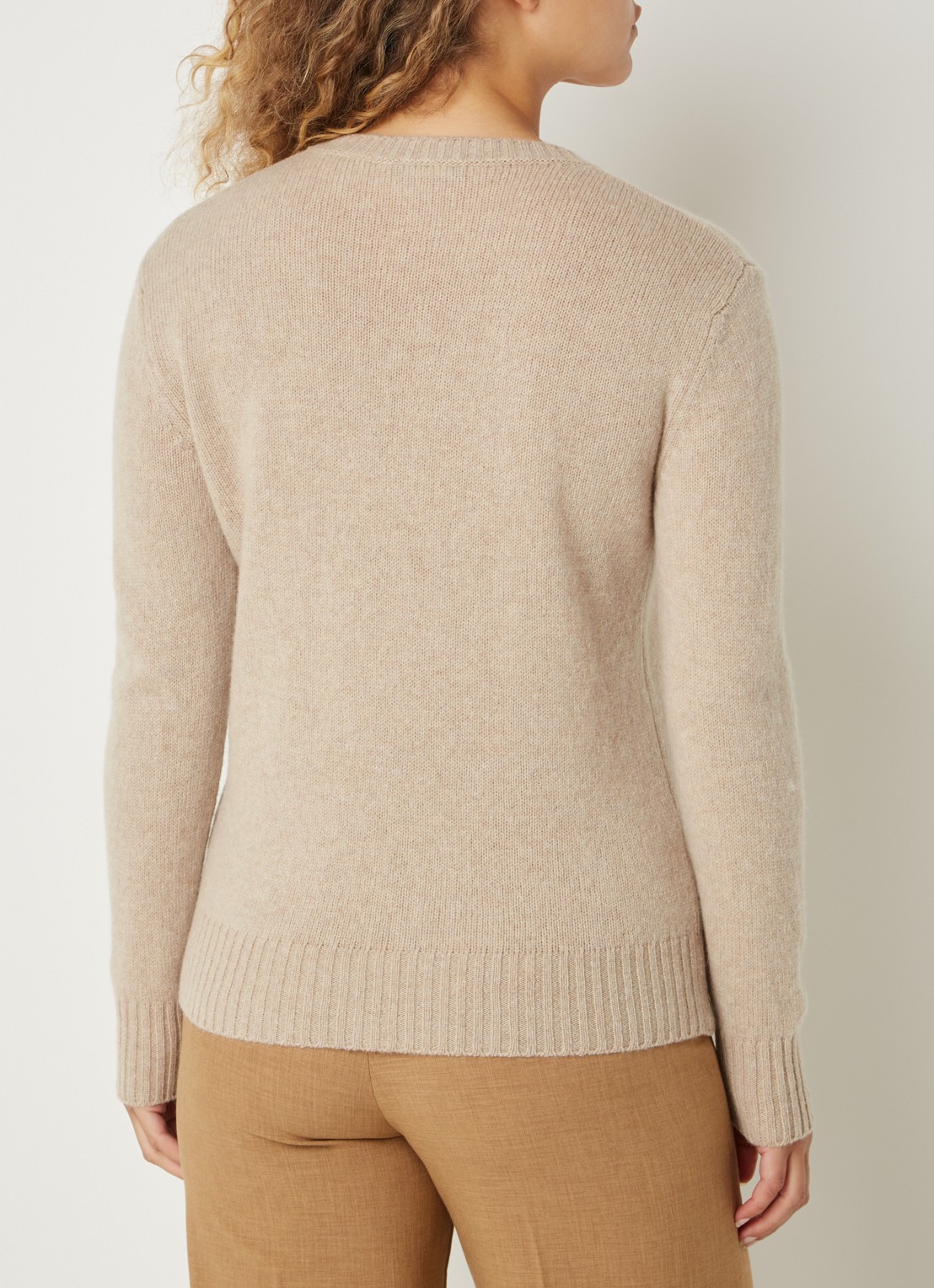 Benetton Fijngebreide pullover van wol - achterkant camel