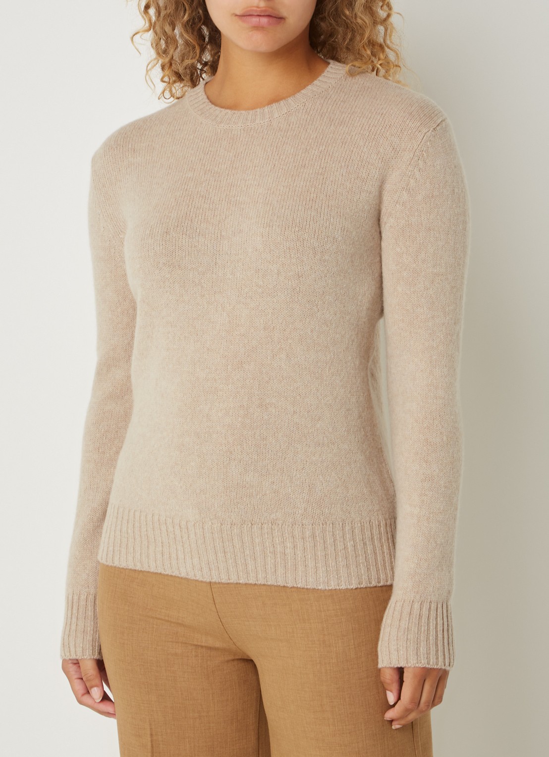 Benetton Fijngebreide pullover van wol - detail 4 camel