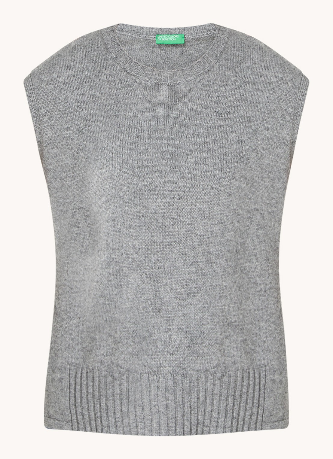 Benetton Fijngebreide spencer in wolblend met stretch - voorkant 3 grijs