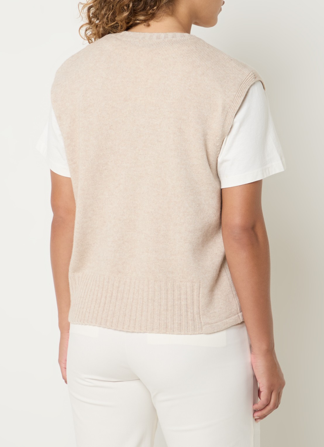 Benetton Fijngebreide spencer in wolblend met stretch - achterkant zand