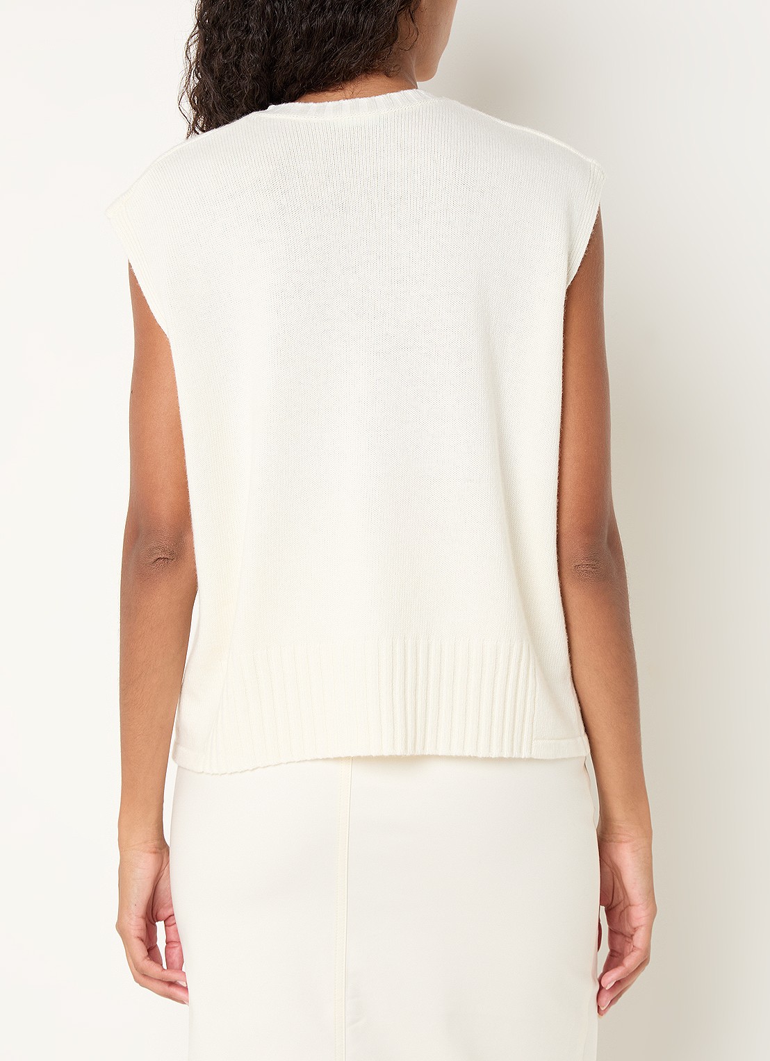 Benetton Fijngebreide spencer in wolblend met stretch - achterkant gebroken wit