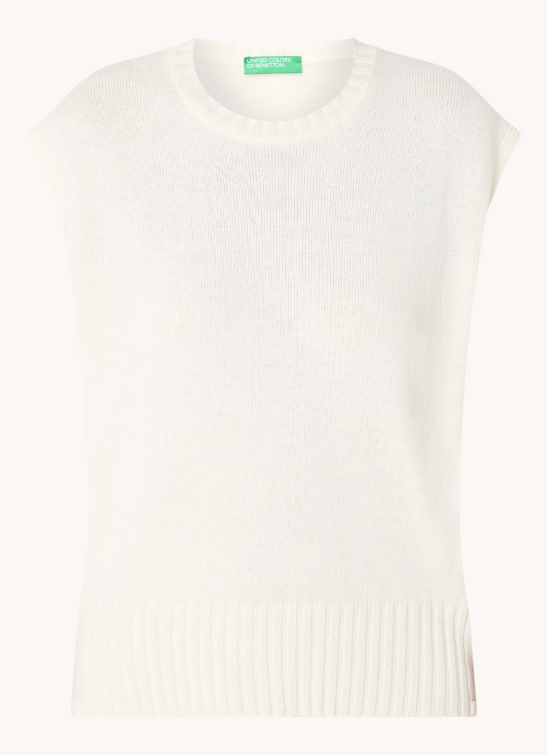 Benetton Fijngebreide spencer in wolblend met stretch - voorkant 2 gebroken wit