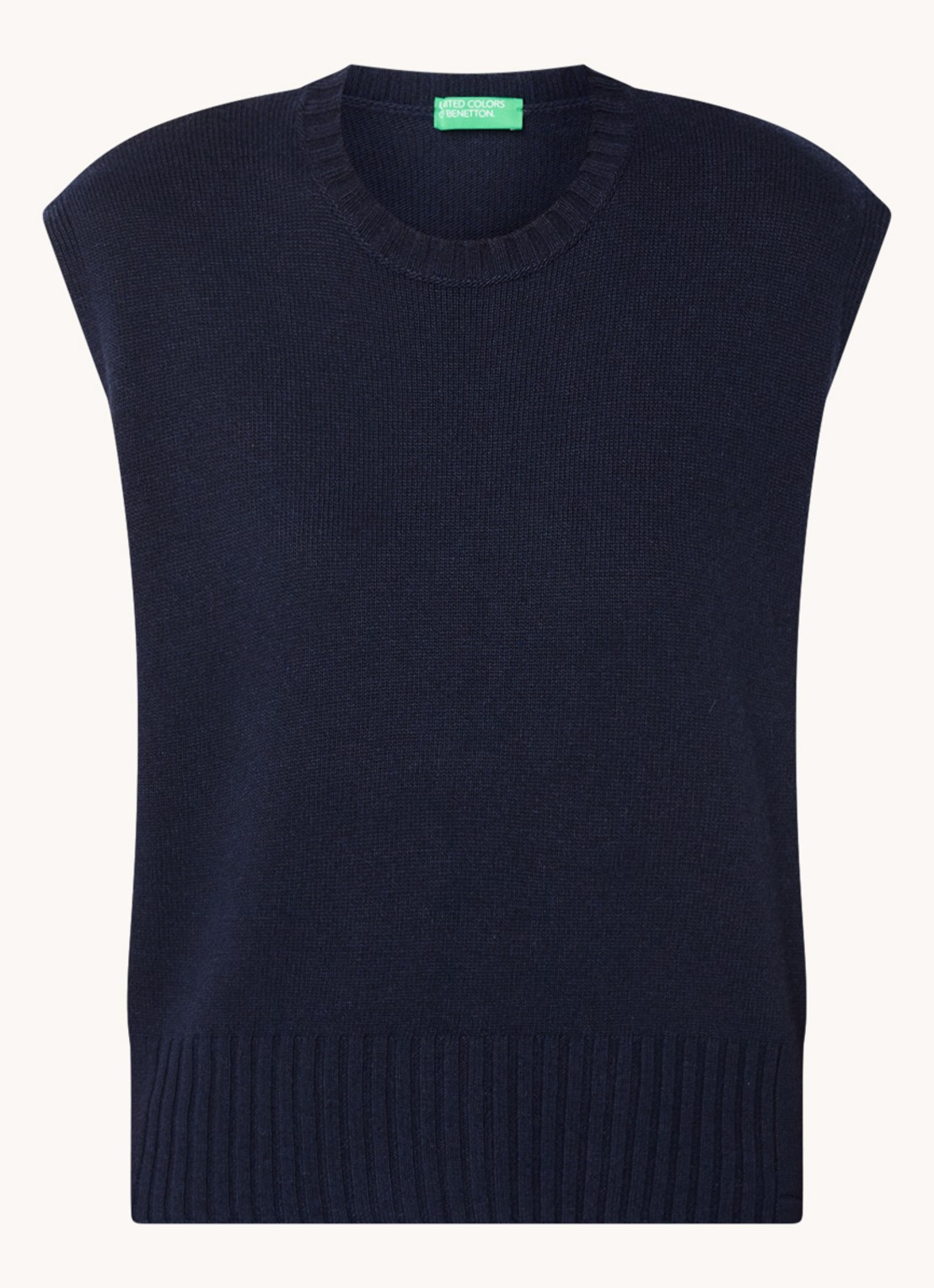 Benetton Fijngebreide spencer in wolblend met stretch - voorkant 2 donkerblauw