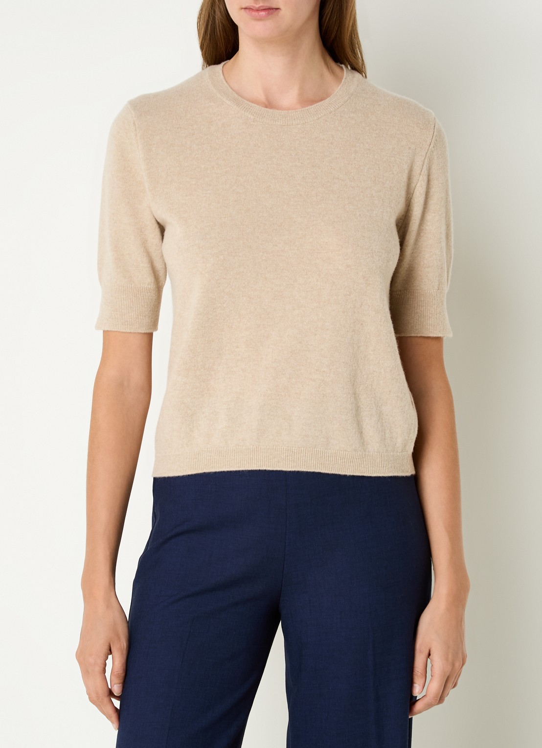Benetton Fijngebreide top van scheerwol - detail camel