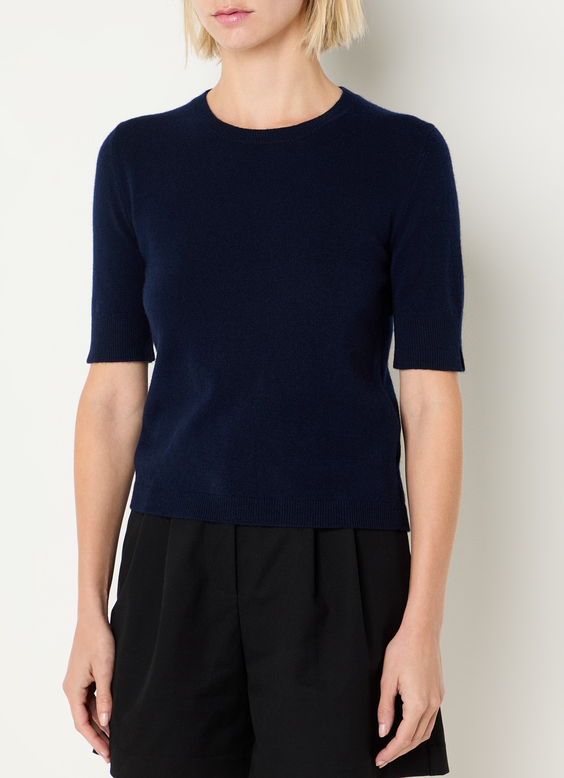 Benetton Fijngebreide top van scheerwol - detail 2 donkerblauw