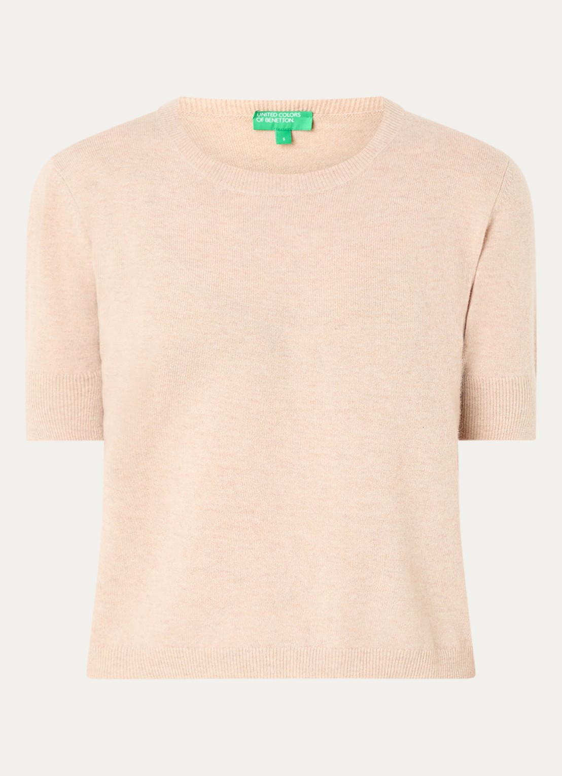 Benetton Fijngebreide top van scheerwol - voorkant 3 beige