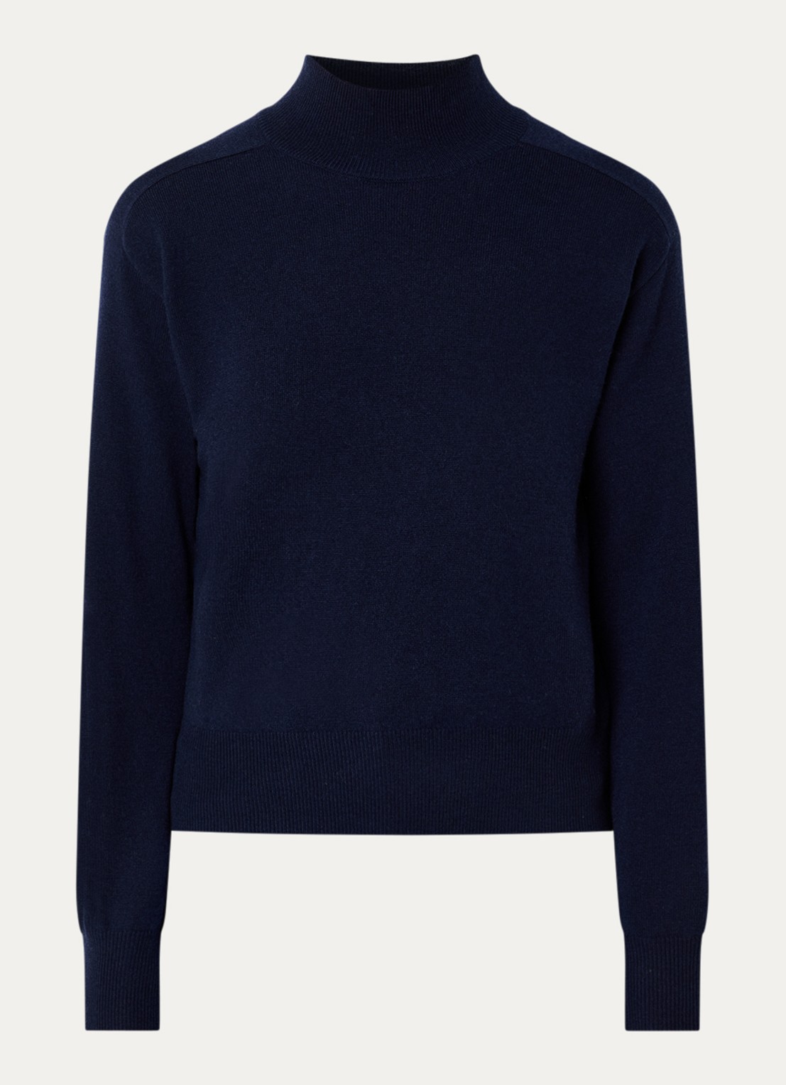 Benetton Fijngebreide trui in kasjmier wolblend met opstaande kraag - voorkant 3 donkerblauw