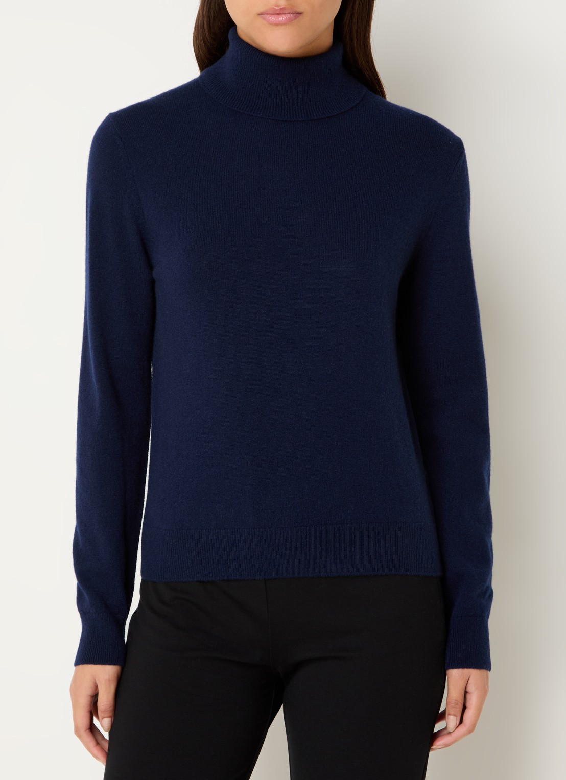 Benetton Fijngebreide trui van kasjmier met col - detail 4 donkerblauw