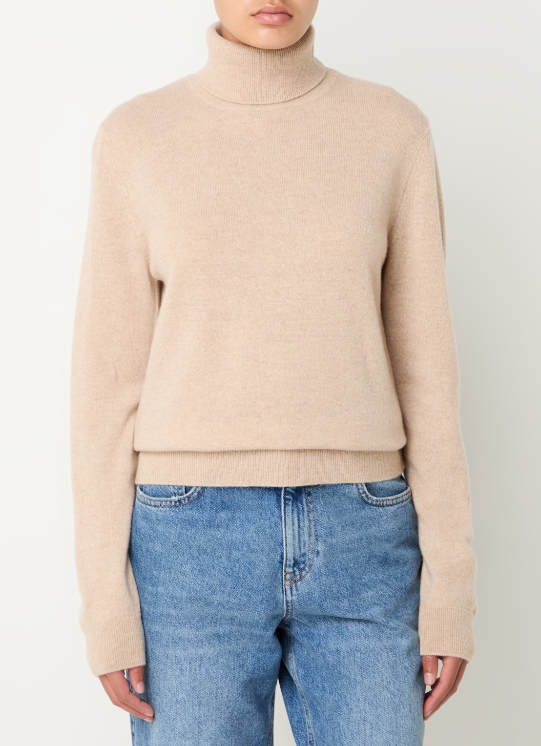 Benetton Fijngebreide trui van kasjmier met col - detail camel