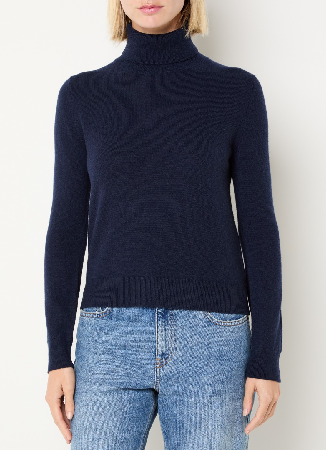 Benetton Fijngebreide trui van kasjmier met col - detail royalblauw