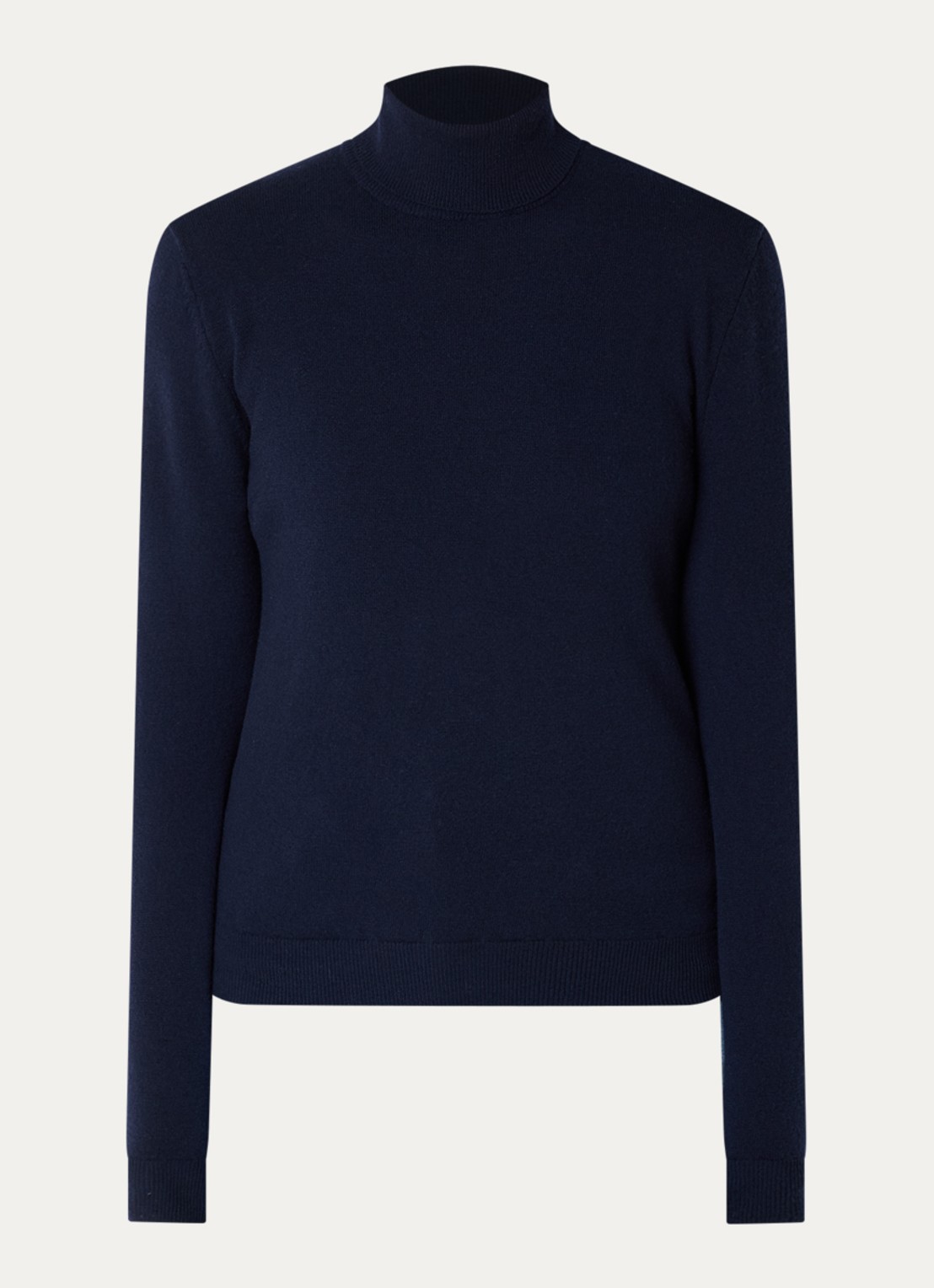Benetton Fijngebreide trui van scheerwol met col - voorkant 3 donkerblauw