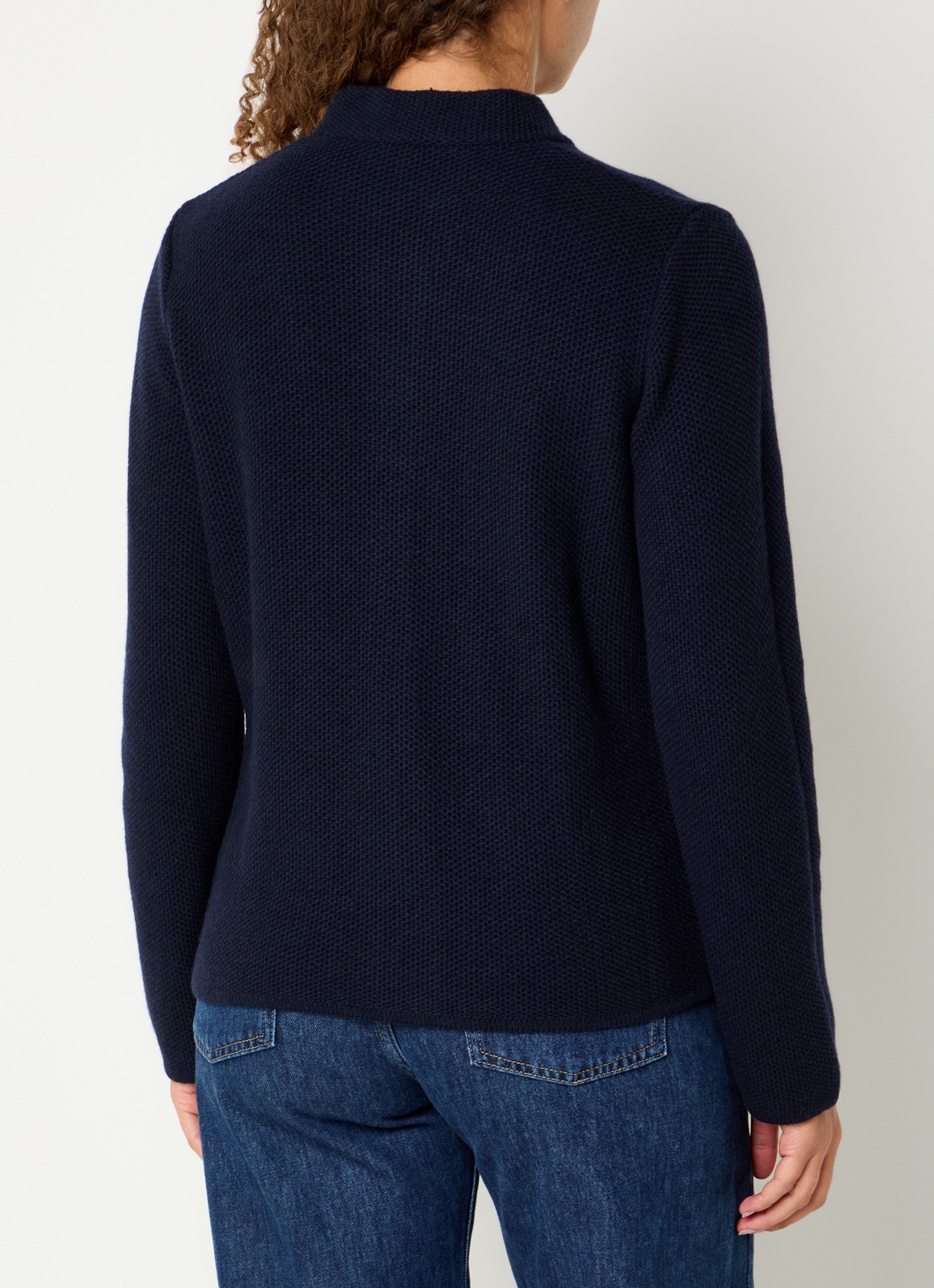 Benetton Gebreid vest in kasjmierblend met zakken - achterkant 4 donkerblauw