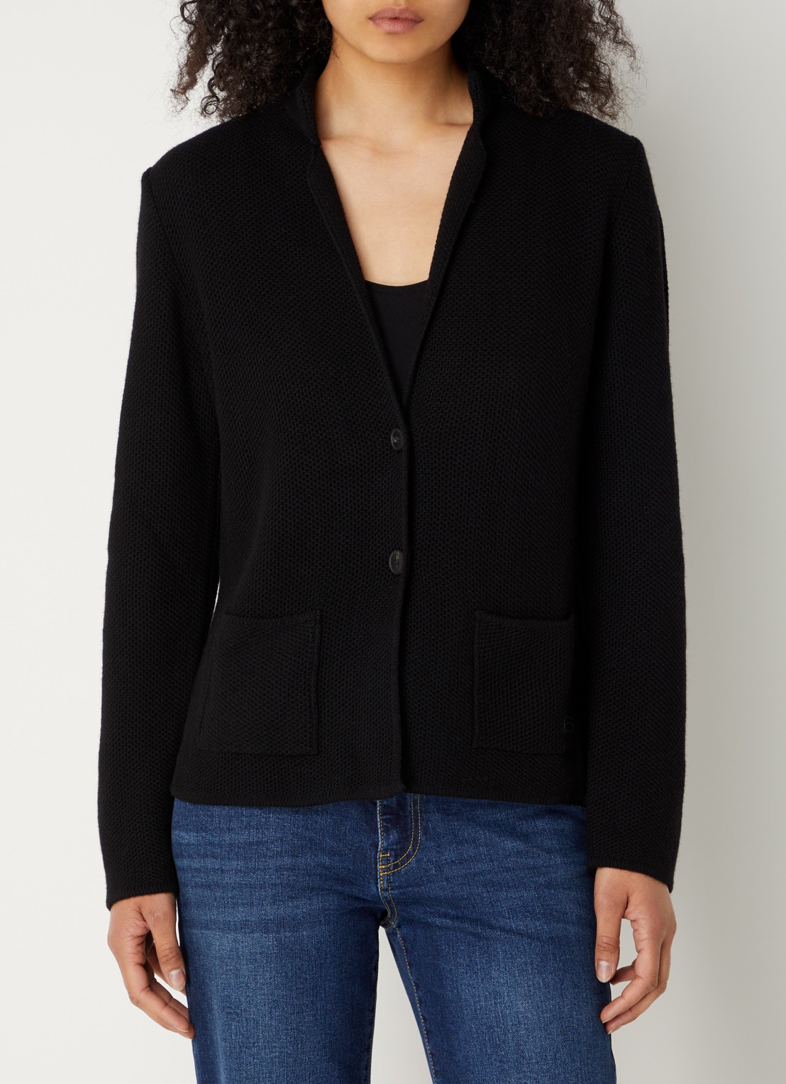 Benetton Gebreid vest in kasjmierblend met zakken - detail 2 zwart