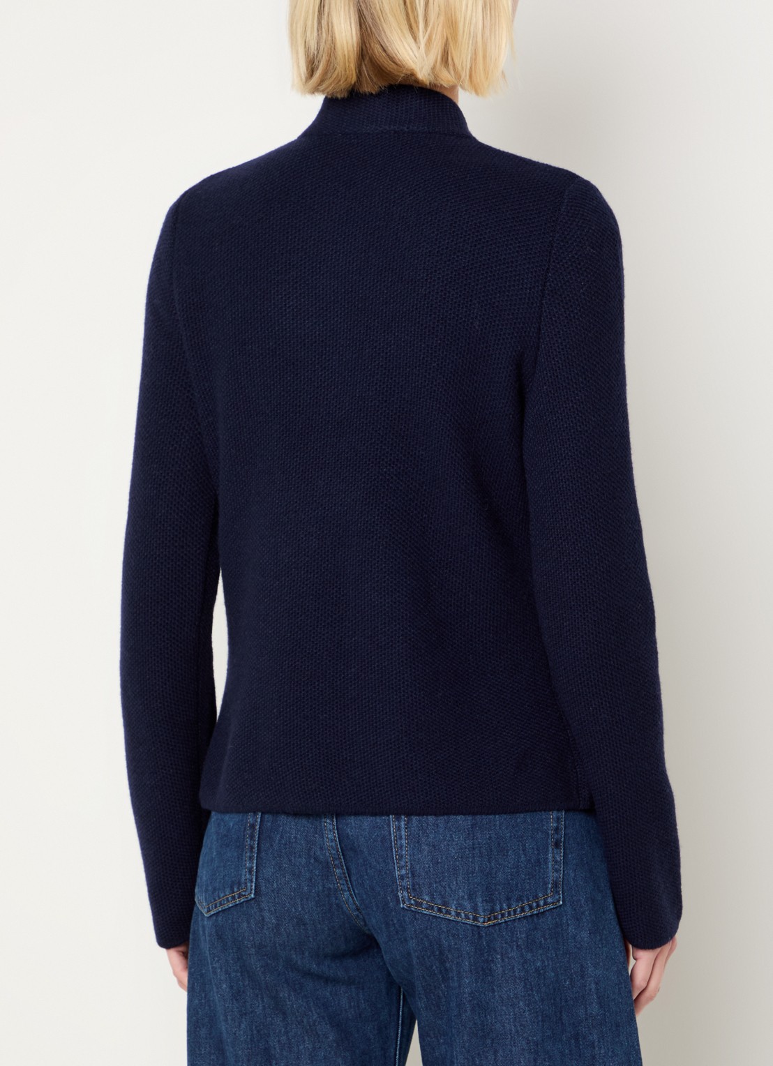 Benetton Gebreid vest in kasjmierblend met zakken - achterkant 5 donkerblauw