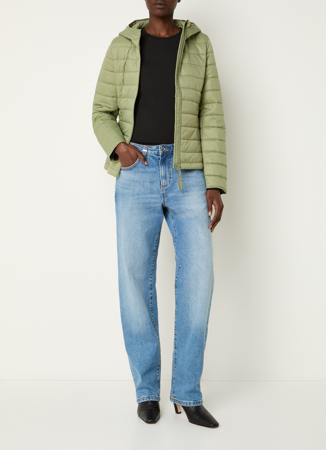 Benetton Gewatteerd jack met waterafstotende coating - voorkant 2 groen