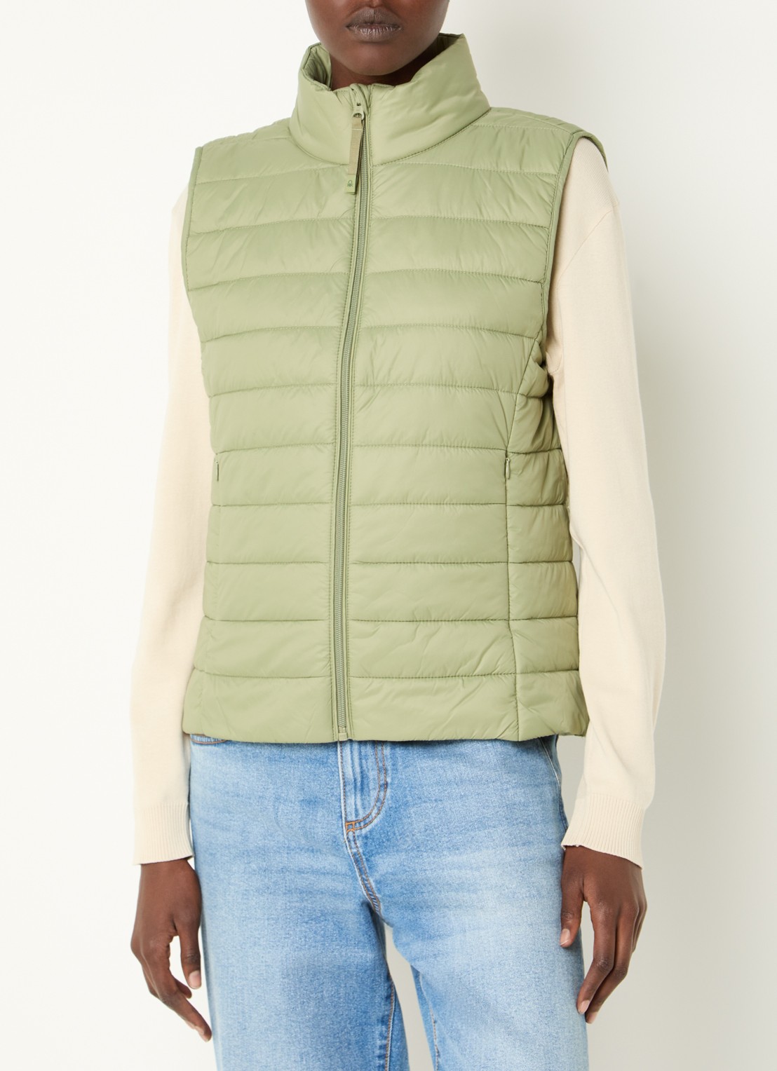 Benetton Gewatteerde bodywarmer met waterafstotende coating - detail 4 lichtgroen
