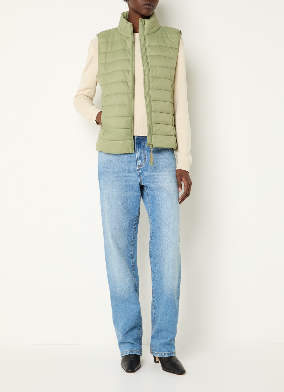Benetton Gewatteerde bodywarmer met waterafstotende coating - voorkant 3 lichtgroen