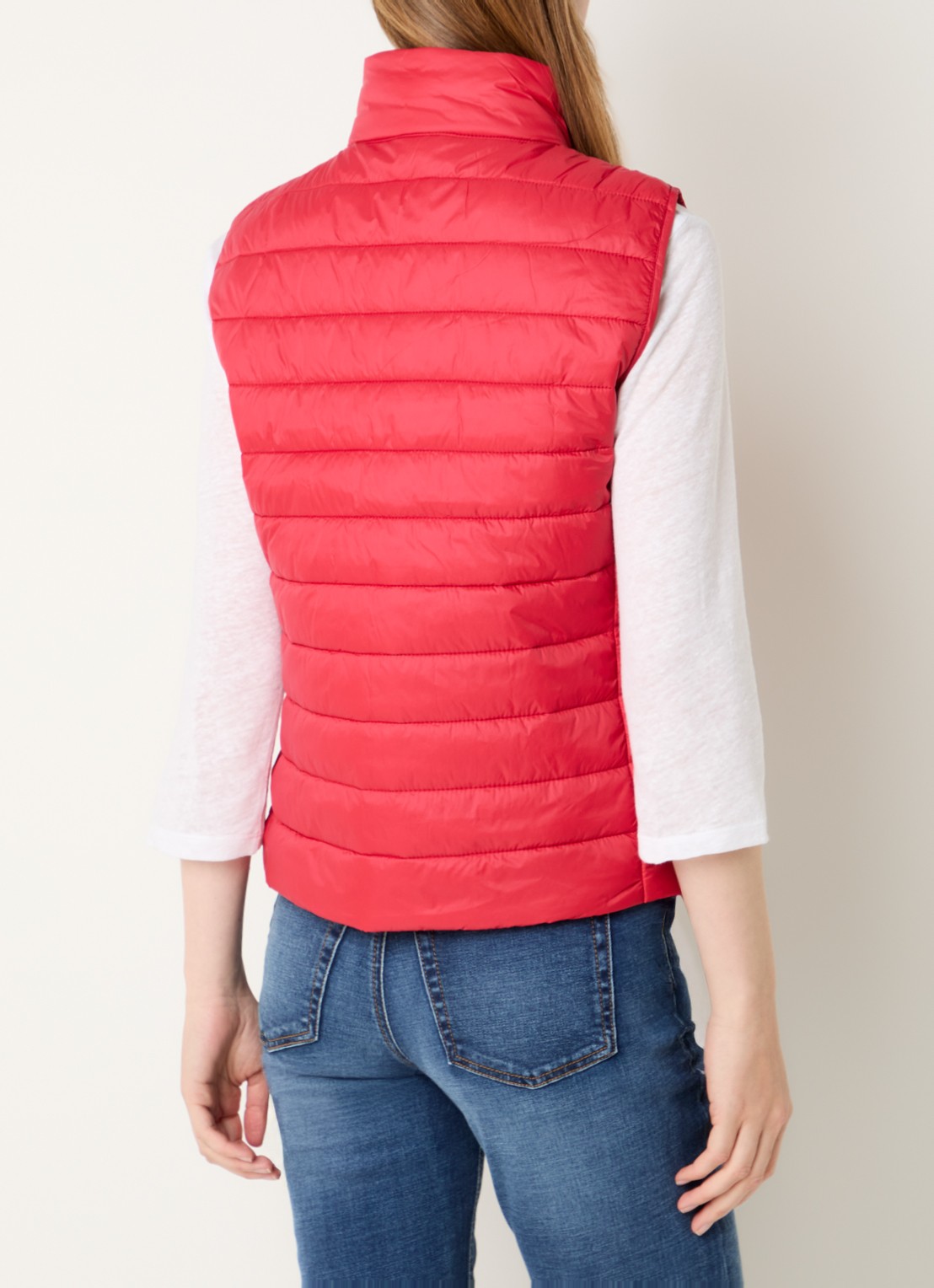 Benetton Gewatteerde bodywarmer met waterafstotende coating - achterkant koraalrood